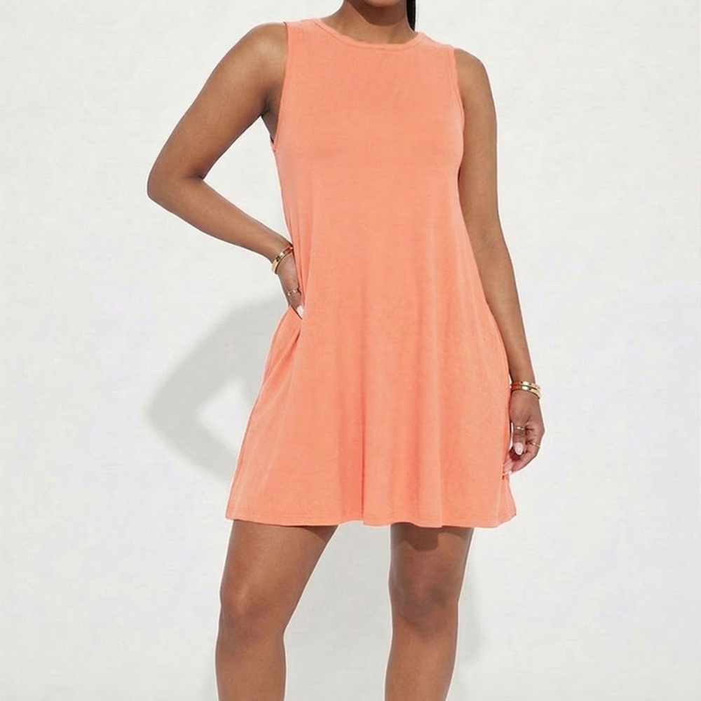 mittoshop Sleeveless Peach Tank Dress Bamboo Swing Dress Kentucky Derby Dress